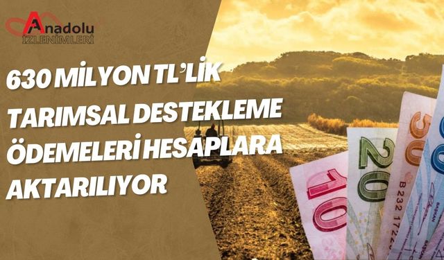 630 Milyon TL’lik Tarımsal Destekleme Ödemeleri Hesaplara Aktarılıyor!