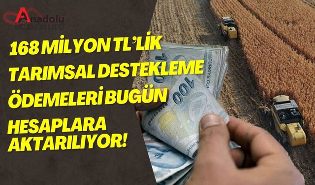 168 Milyon TL’lik Tarımsal Destekleme Ödemeleri Bugün Hesaplara Aktarılıyor!