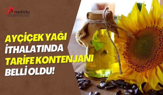 Ayçiçek Yağı İthalatında Tarife Kontenjanı Belli Oldu!