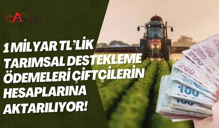 1 Milyar TL’lik Tarımsal Destekleme Ödemeleri Çiftçilerin Hesaplarına Aktarılıyor!